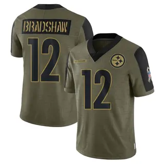 Pittsburgh Steelers Men's Terry Bradshaw Limited 2021 Salute To Service Jersey - Olive