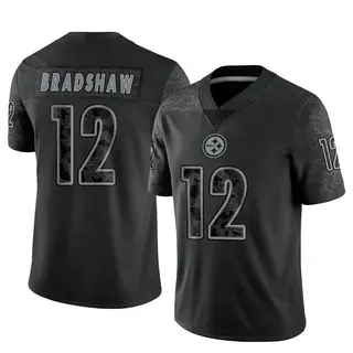 Pittsburgh Steelers Men's Terry Bradshaw Limited Reflective Jersey - Black