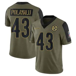 Pittsburgh Steelers Men's Troy Polamalu Limited 2021 Salute To Service Jersey - Olive