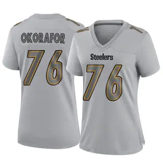 Pittsburgh Steelers Women's Chukwuma Okorafor Game Atmosphere Fashion Jersey - Gray