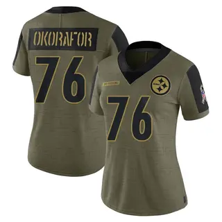 Pittsburgh Steelers Women's Chukwuma Okorafor Limited 2021 Salute To Service Jersey - Olive