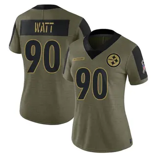 Pittsburgh Steelers Women's T.J. Watt Limited 2021 Salute To Service Jersey - Olive