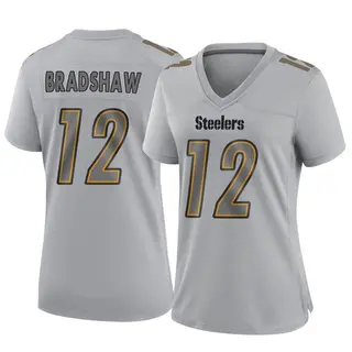 Pittsburgh Steelers Women's Terry Bradshaw Game Atmosphere Fashion Jersey - Gray