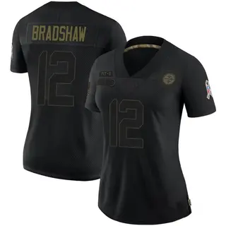 Pittsburgh Steelers Women's Terry Bradshaw Limited 2020 Salute To Service Jersey - Black