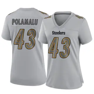 Pittsburgh Steelers Women's Troy Polamalu Game Atmosphere Fashion Jersey - Gray
