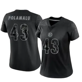 Pittsburgh Steelers Women's Troy Polamalu Limited Reflective Jersey - Black