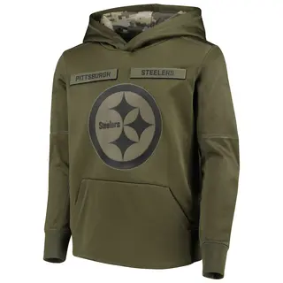 Pittsburgh Steelers Youth 2018 Salute to Service Pullover Performance Hoodie - Green