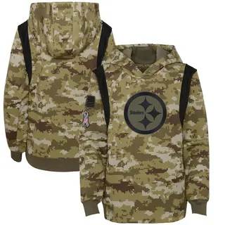 Pittsburgh Steelers Youth 2021 Salute to Service Therma Performance Pullover Hoodie - Olive
