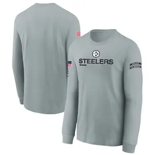 Pittsburgh Steelers Youth 2024 Salute To Service Long Sleeve T-Shirt - Gray