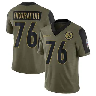 Pittsburgh Steelers Youth Chukwuma Okorafor Limited 2021 Salute To Service Jersey - Olive
