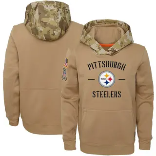 Pittsburgh Steelers Youth Khaki 2019 Salute to Service Therma Pullover Hoodie