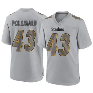 Pittsburgh Steelers Youth Troy Polamalu Game Atmosphere Fashion Jersey - Gray